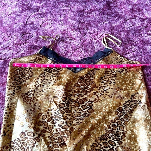 Gilligan & O’Malley Leopard Print Nightgown with Black Lace Trim size XL - Picture 4 of 5